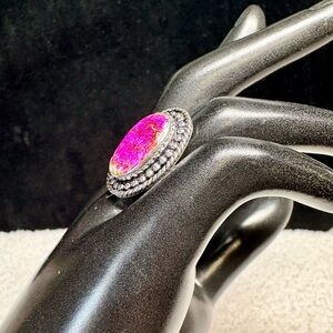 Pink Sea sediment Jasper and Sterling Silver Statement Ring